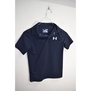Under Armour Polo Shirt HeatGear Loose Fit Golf Athletic Top BOYS S Black Preppy